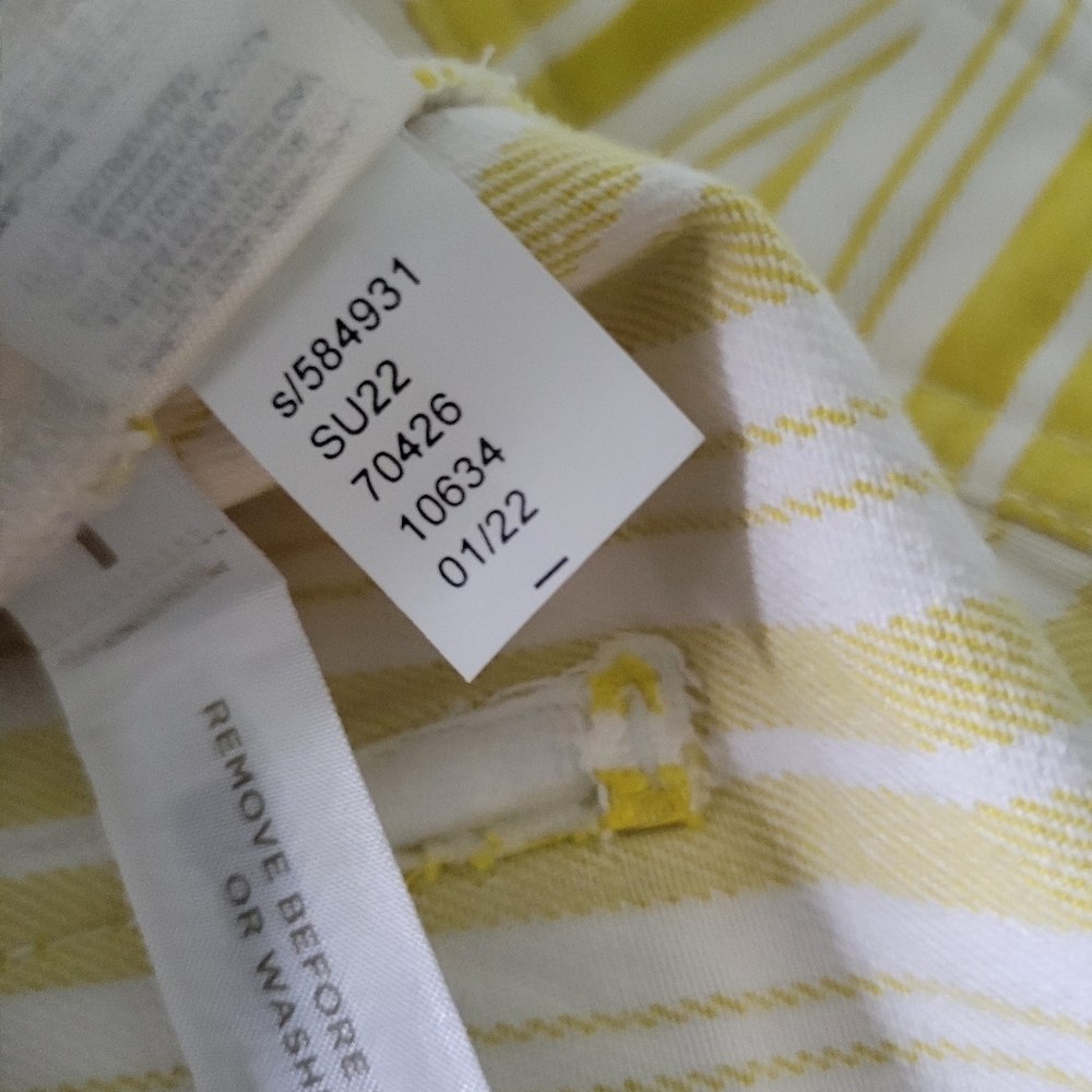 LOFT Skirt Womens Yellow White Striped A-Line Cotton Blend Stretch Pockets Sz 6 - Picture 4 of 6